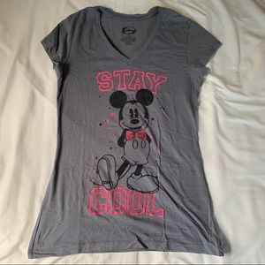 Disney Mickey Mouse Stay Cool Pink and Gray Shirt